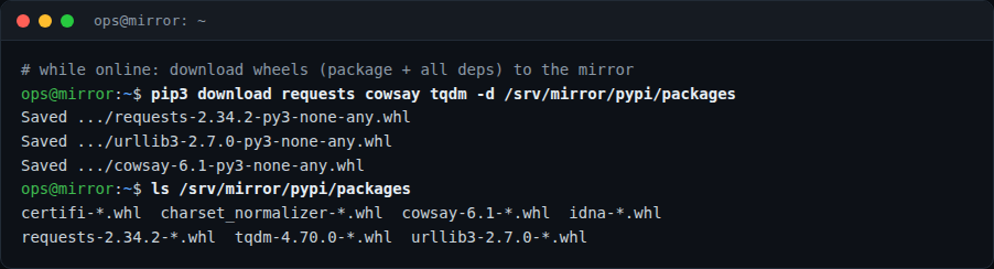 دانلود wheelها برای Mirror محلی PyPI