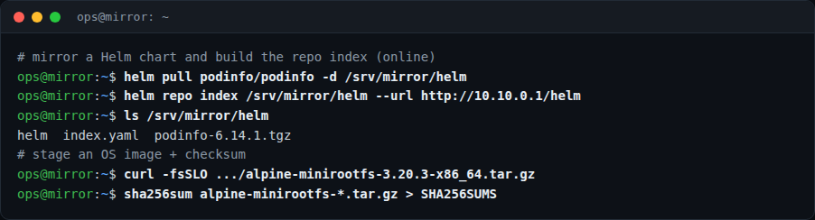 Mirror چارت Helm و ساخت index.yaml روی سرور Mirror