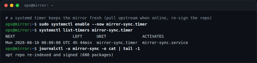 زمان‌بندی همگام‌سازی Mirror با systemd timer