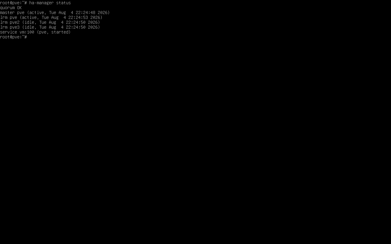 خروجی ha-manager status و انتخاب گره master